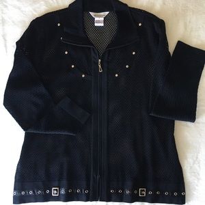 Mistook net jacket with silver color studs, buckle zipper size M